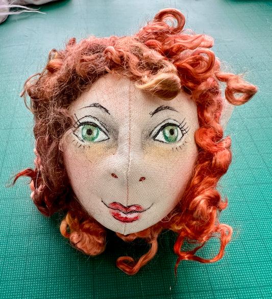 Doll Head Cloth made by Jan Horrox with Locks needle felted.